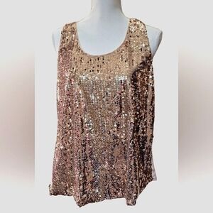 Rose-Gold Sequin Sleeveless Top. Sz L